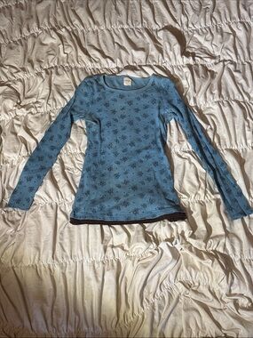 Energie Butterfly Blue Floral Long Sleeve Thermal Tee